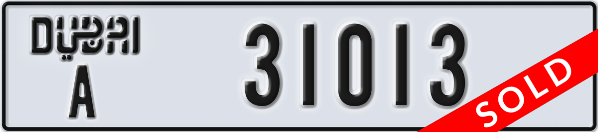 dubai License Plate Number 31013 Code A