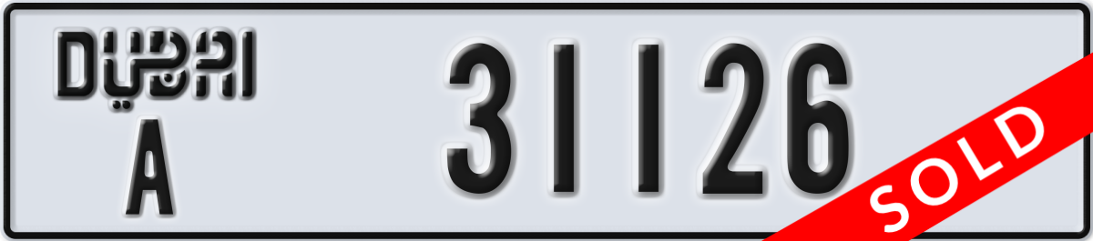 dubai License Plate Number 31126 Code A