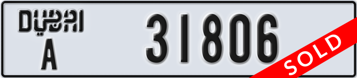 dubai License Plate Number 31806 Code A