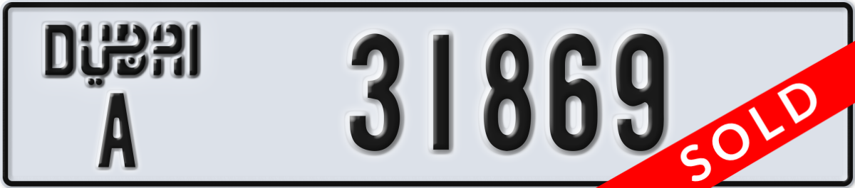 dubai License Plate Number 31869 Code A
