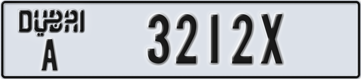 dubai License Plate Number 3212X Code A