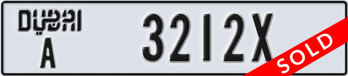 dubai License Plate Number 3212X Code A