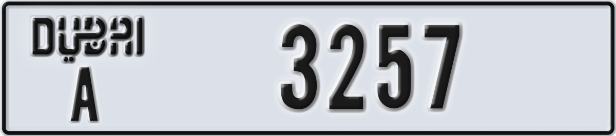 dubai License Plate Number 3257 Code A