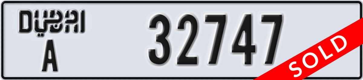 dubai License Plate Number 32747 Code A