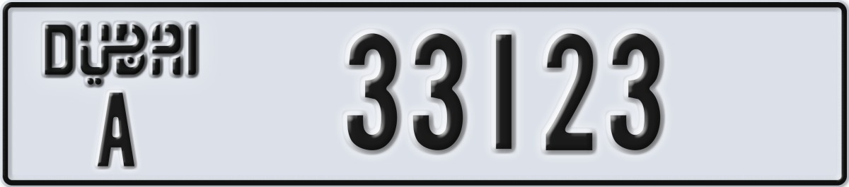 dubai License Plate Number 33123 Code A