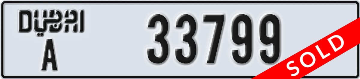 dubai License Plate Number 33799 Code A