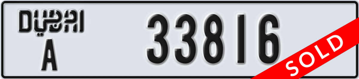 dubai License Plate Number 33816 Code A