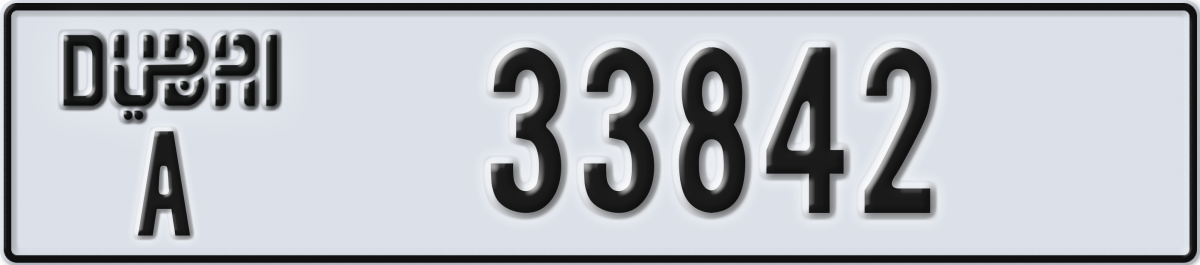 dubai License Plate Number 33842 Code A