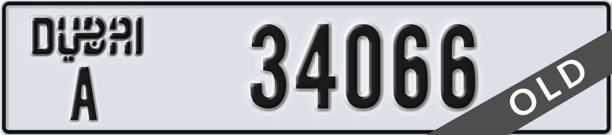 dubai License Plate Number 34066 Code A