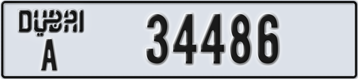 dubai License Plate Number 34486 Code A