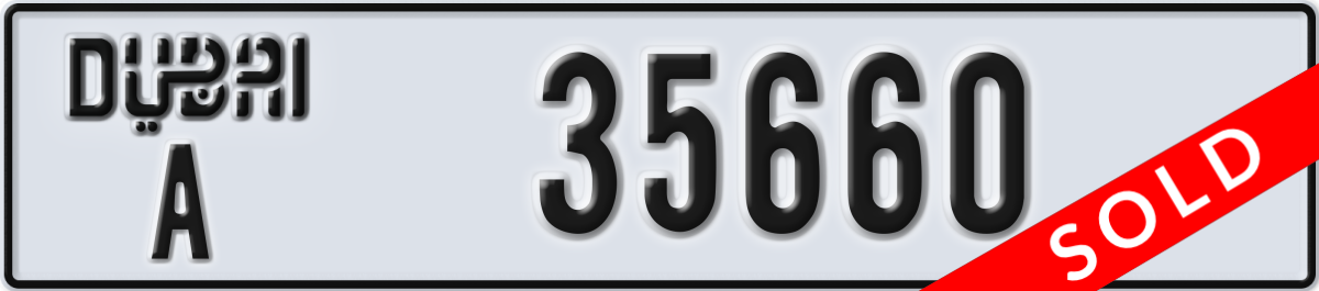 dubai License Plate Number 35660 Code A