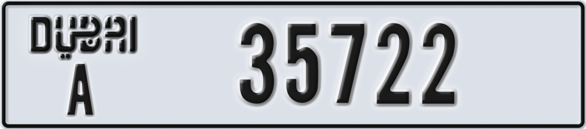 dubai License Plate Number 35722 Code A