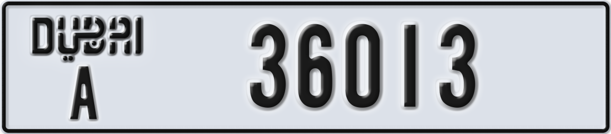 dubai License Plate Number 36013 Code A