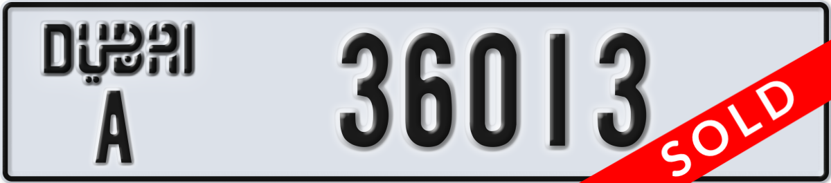 dubai License Plate Number 36013 Code A