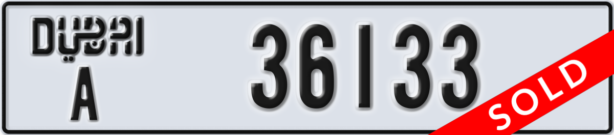 dubai License Plate Number 36133 Code A