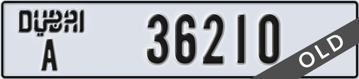 dubai License Plate Number 36210 Code A