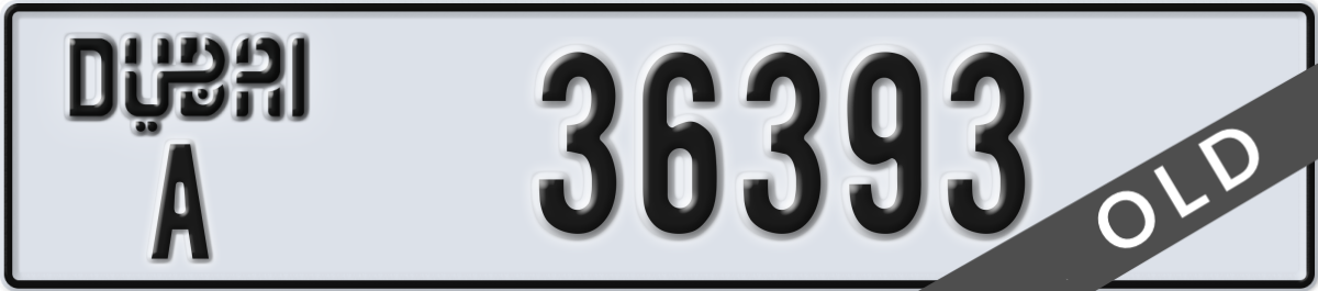 dubai License Plate Number 36393 Code A