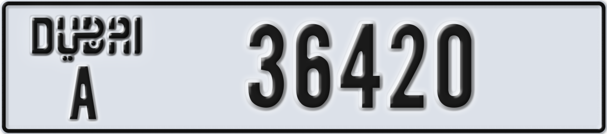 dubai License Plate Number 36420 Code A