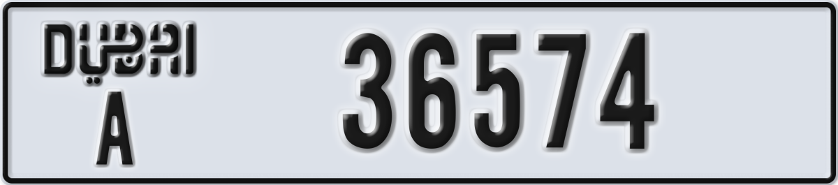 dubai License Plate Number 36574 Code A