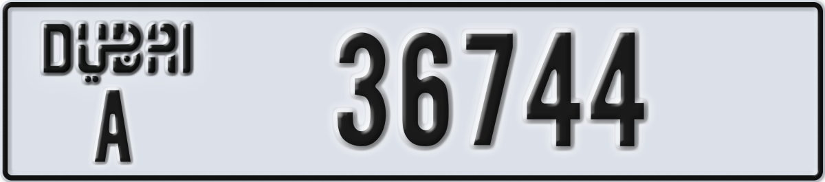 dubai License Plate Number 36744 Code A