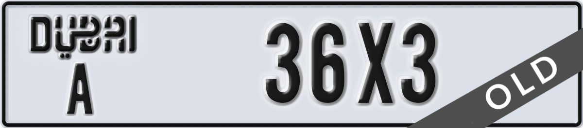 dubai License Plate Number 36X3 Code A