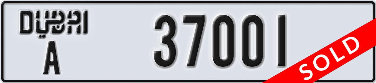 dubai License Plate Number 37001 Code A