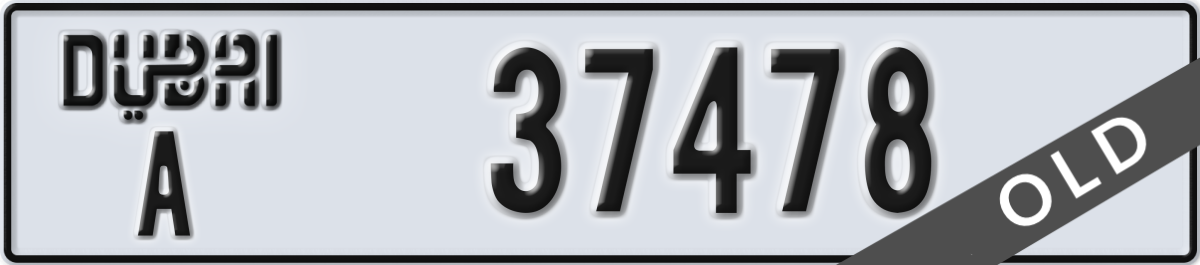 dubai License Plate Number 37478 Code A