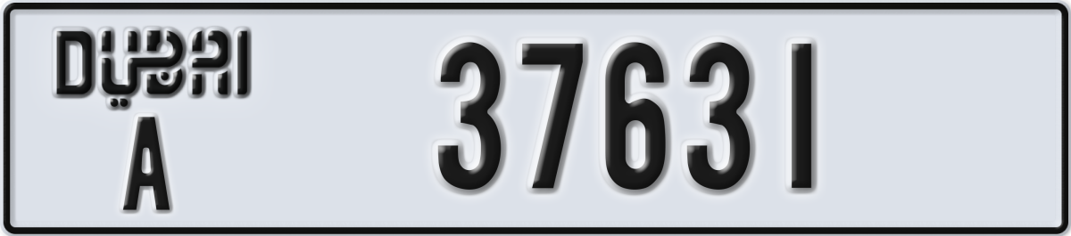 dubai License Plate Number 37631 Code A