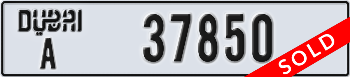 dubai License Plate Number 37850 Code A