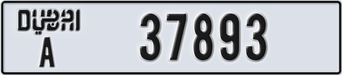 dubai License Plate Number 37893 Code A