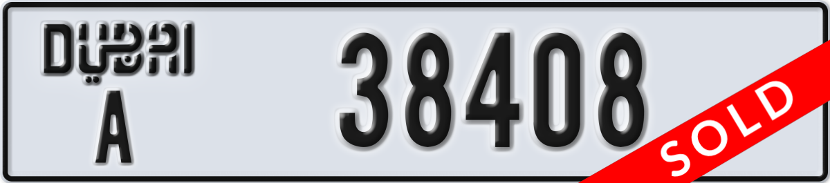 dubai License Plate Number 38408 Code A