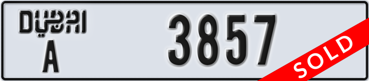dubai License Plate Number 3857 Code A