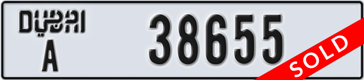 dubai License Plate Number 38655 Code A