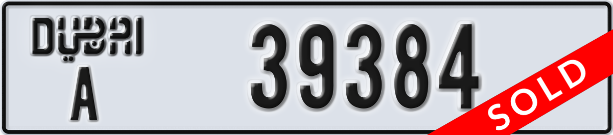 dubai License Plate Number 39384 Code A