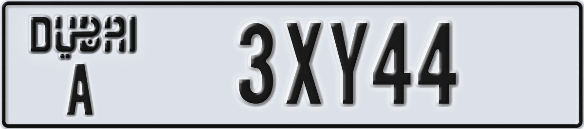 dubai License Plate Number 3XY44 Code A