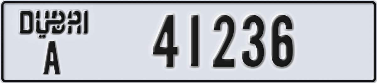 dubai License Plate Number 41236 Code A