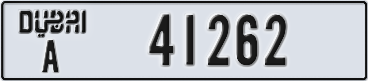 dubai License Plate Number 41262 Code A