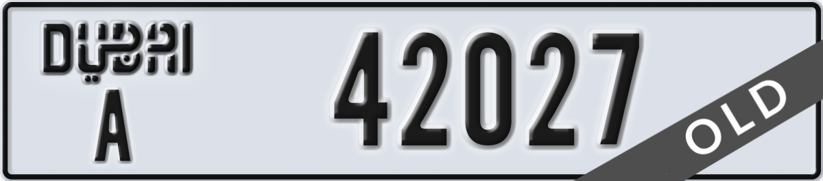 dubai License Plate Number 42027 Code A