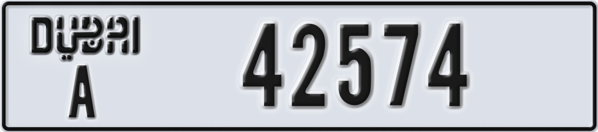 dubai License Plate Number 42574 Code A