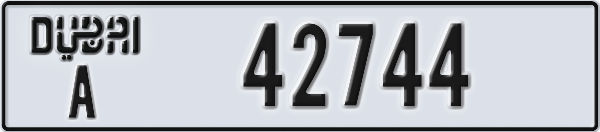 dubai License Plate Number 42744 Code A