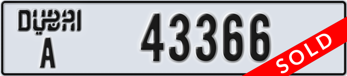 dubai License Plate Number 43366 Code A