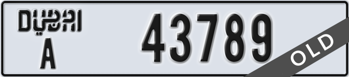 dubai License Plate Number 43868 Code A