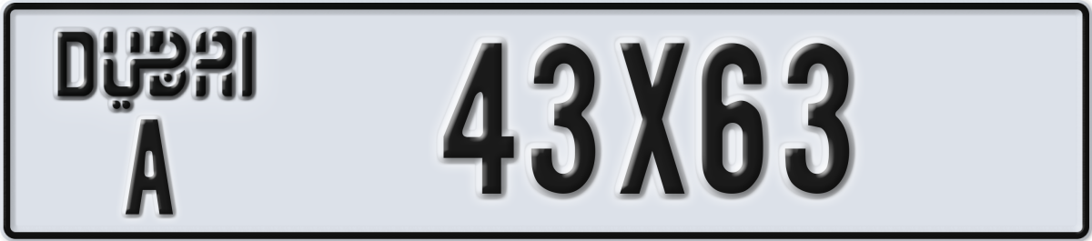 dubai License Plate Number 43X63 Code A