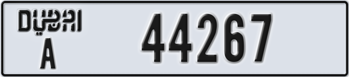 dubai License Plate Number 44267 Code A