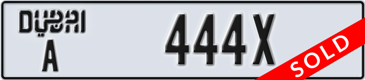 dubai License Plate Number 444X Code A