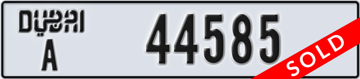 dubai License Plate Number 44585 Code A