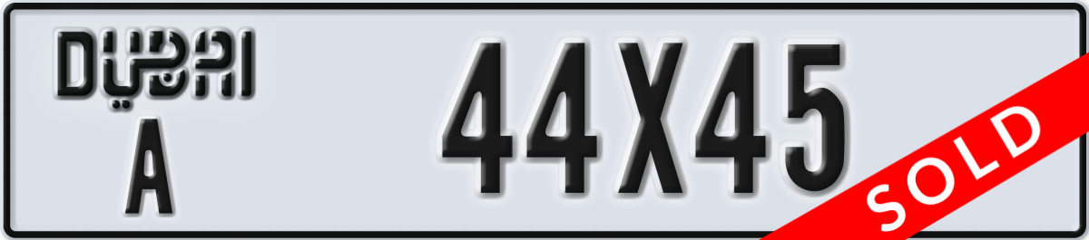 dubai License Plate Number 44X45 Code A