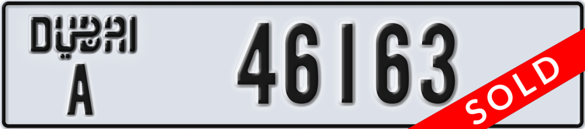 dubai License Plate Number 46163 Code A
