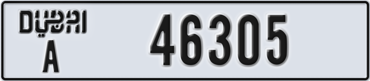 dubai License Plate Number 46305 Code A