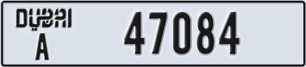 dubai License Plate Number 47084 Code A
